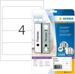 Herma 5123 - Ordneretiketten - Zelfklevend permanent - Wit (25 vel)