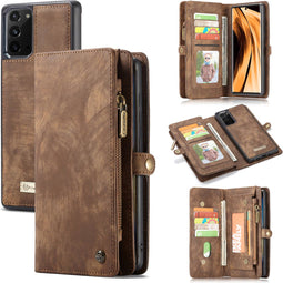 Caseme - vintage 2 in 1 portemonnee hoes - Geschikt voor Samsung Galaxy Note 20 - Bruin
