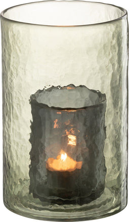 J-Line theelichthouder Dubbel - glas - groen - small