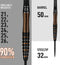 Harrows NOBLE - Steeltip dartpijl 90% tungsten 23 g - Zwart Oranje (3 stuks)