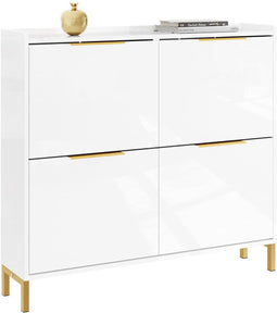 SoBuy FSR206-GW - Schoenenkast - Ultradun 19 cm - Hoogglans Wit en Goud