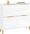 SoBuy FSR206-GW - Schoenenkast - Ultradun 19 cm - Hoogglans Wit en Goud