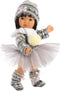 Llorens Aziatisch popje LU grijs witte jurk 28cm