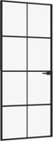 vidaXL - Binnendeur - 83x201,5 - cm - gehard - glas - en - aluminium - smal - zwart