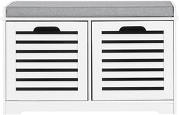 SoBuy FSR23-K-W - Schoenenbank - Zitkussen en 2 afneembare manden - Wit (2 stuks)