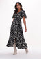 OBJECT Papaya - Lang satijnlook jurk - Overslag met ruffle detail - Maat 40