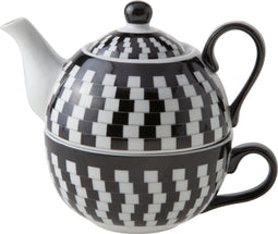 Cosy & Trendy Theepot met tas - Ø12xH14cm - 35/30cl - Zwart/Wit