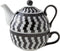 Cosy & Trendy Theepot met tas - Ø12xH14cm - 35/30cl - Zwart/Wit