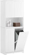 SoBuy BZR150-W - Hoge Badkamerkast - 2 Afneembare Wasmanden - Wit