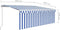 vidaXL - Luifel - handmatig - uittrekbaar - met - rolgordijn - LED - 4x3 - m - blauw - wit
