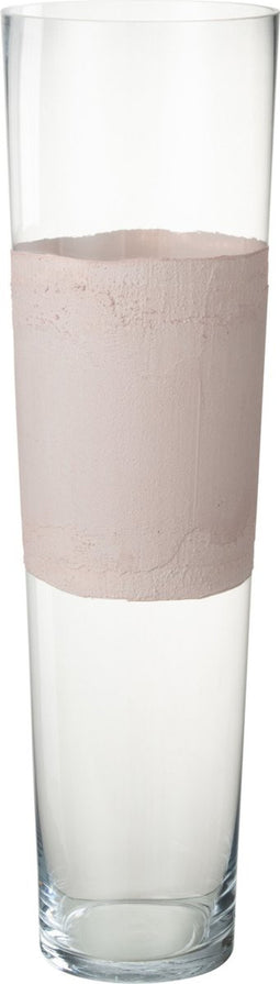 J-Line vaas Delph - glas - transparant/lichtroze - large - 60 cm hoog
