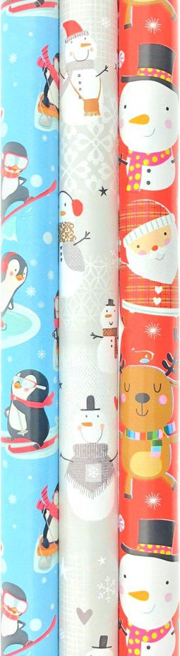 Noël 3 cadeaupapier - Kerstpapier voor Kinderen - 3 rollen van 3 meter x 70 cm