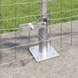 vidaXL - Hekpalen - met - voetplaten - - - 7 - stuks - Ø32mm - 90cm - Gegalvaniseerd - Staal