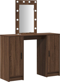 vidaXL - Kaptafel - met - LED - Verlichting - Bruin - Eik - 102x33x135 - cm