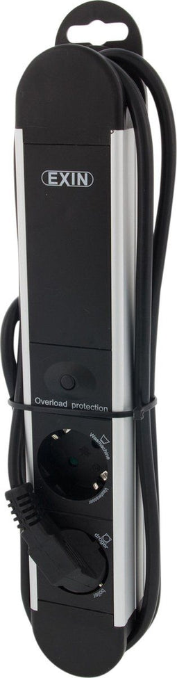 Exin Stekkerdoos - 2Voudig Randaarde Was/Droog Automaat - Aluminium - Wit