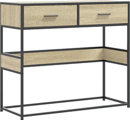 vidaXL - Wandtafel - 90x35x80 - cm - bewerkt - hout - sonoma - eikenkleurig