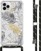 iMoshion iPhone 11 Pro Max - Hoesje met Koord - Verstelbaar Koord - Goud / Zwart / Glamour Botanic