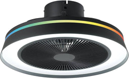 EGLO Vallonia - Plafondventilator met lamp - Ø 48 cm - 3 snelheden - Dimbaar wit licht - RGB - Zwart