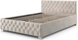 Juskys Nizza - Gestoffeerd Bed - LED Verlichting Bedlade - 120 x 200 cm - Beige