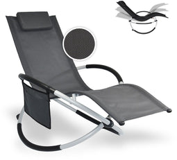 FlinQ XXL Aura - Opvouwbare Ligstoel - Schommelfunctie - Antraciet