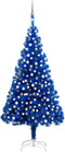 vidaXL - Kunstkerstboom - met - verlichting - en - kerstballen - 240 - cm - PVC - blauw