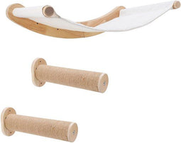 LBB Katten klimmuur - Krabpaal muur - 2 krabpalen 1 hangmat - Beige