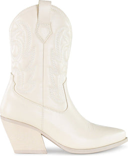 POSH by Poelman JUUL - Dames Cowboylaarzen - Ritssluiting 7 cm hak - Off White
