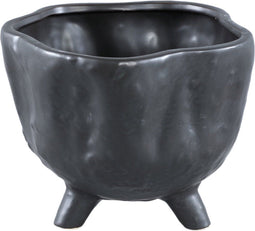 PTMD Ricco Bloempot - 22 x 22 x 17 cm - Keramiek - Zwart