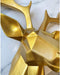 Geometrisch Hertenhoofd Standbeeld voor Muur - Gouden Afwerking, 51,5x37x11 cm