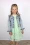 Le Chic ALLY C212-5186 - Spijkerjasje - Verticale ruffles met parels - Denim (maat 128)
