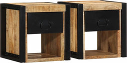vidaXL - Nachtkastjes - 2 - st - 40x35x40 - cm - massief - ruw - hout - mango
