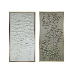 Schilderij Home ESPRIT Wit Groen Gouden Modern 70 x 3,5 x 140 cm (2 Stuks)