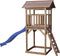 AXI Beach Tower Speeltoestel in Bruin - Speeltoren met Zandbak en Blauwe Glijbaan - FSC hout - Speelhuis op palen voor de tuin