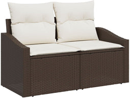 vidaXL - 2-Zits - Tuinbank - met - Kussens - - - Bruin - Poly - Rattan