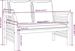 vidaXL - Bankje - met - donkergrijze - kussens - massief - acaciahout