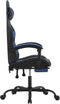 vidaXL - Gamestoel - draaibaar - met - voetensteun - kunstleer - zwart - en - blauw