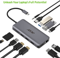 Acer 12-in-1 Type-C Dongle - USB-C Hub - 4K video-output - Metalen behuizing