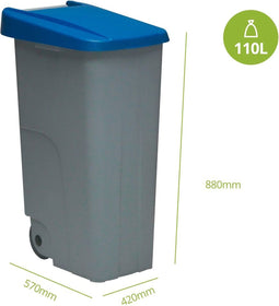 Recycling prullenbak Denox Grijs Blauw Plastic 110 L