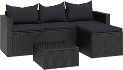 vidaXL - Loungeset - poly - rattan - zwart