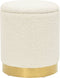 vidaXL - Hocker - met - opbergruimte - rond - fleece - wit