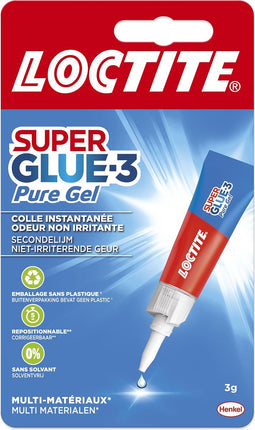 Loctite Pure Gel 3 g Blistercard | Stressvrij Werken & Maximale Precisie | Korte Correctietijd Gel Secondelijm| Oplosmiddelvrij & Geurloos | De Ultieme Gelvormige Secondelijm.