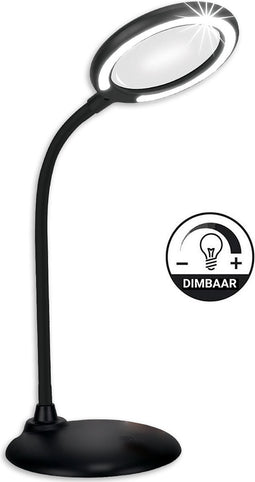 Loeplamp met LED Verlichting - Tafel Loeplamp - Zwart - Diamond Painting Accesoire - Borduren - Bureaulamp - Vergrootglas: 5X - 28LED - 46CM