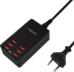 LogiLink PA0139 USB-oplader Thuis Uitgangsstroom (max.) 6400 mA 6 x USB Automatische detectie