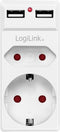 LogiLink PA0276 Contactdoos Met USB-laaduitgang, Kinderbeveiliging, Overspanningsbeveiliging IP20 Wit