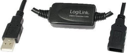 LogiLink USB-kabel USB 2.0 USB-A stekker, USB-A bus 25.00 m Zwart UA0147