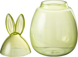 J-Line voorraadpot Konijn - glas - groen - large - paasdecoratie