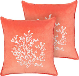 LOMENTARIA - Sierkussen set van 2 - Rood - 45 x 45 cm - Fluweel