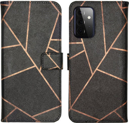 iMoshion Hoesje Geschikt voor Samsung Galaxy A72 Hoesje Met Pasjeshouder - iMoshion Design Softcase Bookcase - Meerkleurig / Black Graphic