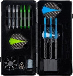 Longfield Darts - steeltip darts set - blackcoated in dartcase