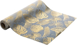 Loper tafel Kerst wit goud - 28 x 500 cm - Tafelloper - Kerstmis - Blad